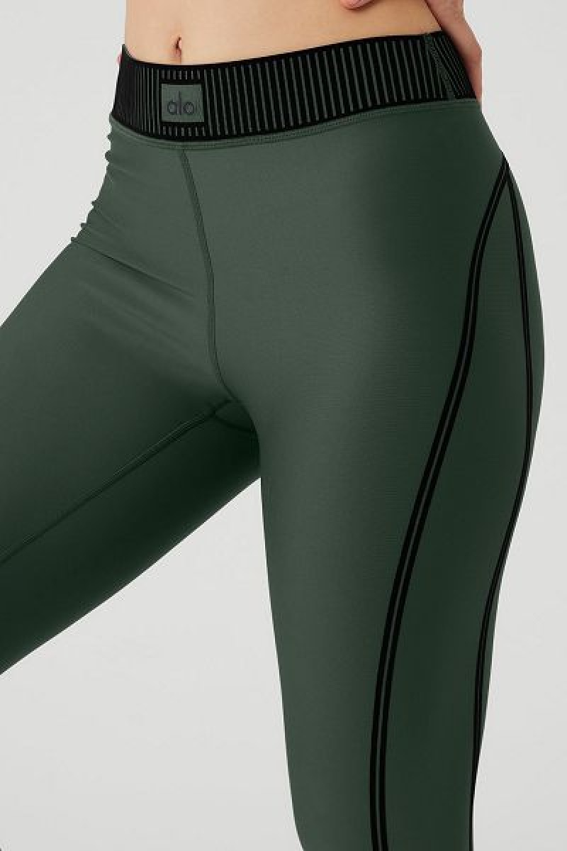 Leggings Alo Yoga Airlift High-Cintura 7/8 Line Up Feminino Verdes Escuro | 5692-LBCHD