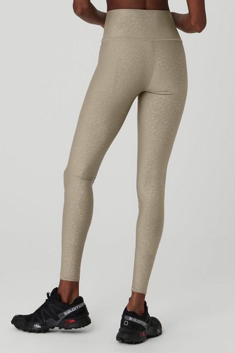 Leggings Alo Yoga Airlift High-Cintura Leopard Debossed Feminino Cinzentas | 0576-RTKHF