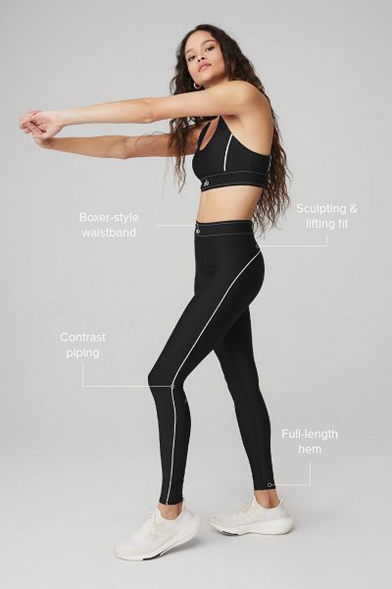 Leggings Alo Yoga Airlift High-Cintura Suit Up Feminino Pretas Branco | 0945-SBKDI