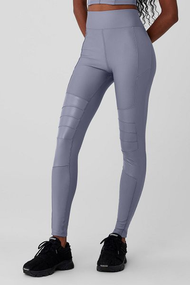 Leggings Alo Yoga Airlift Inverno Warm High-Cintura Supermoto Feminino Azuis | 2904-TOQFR