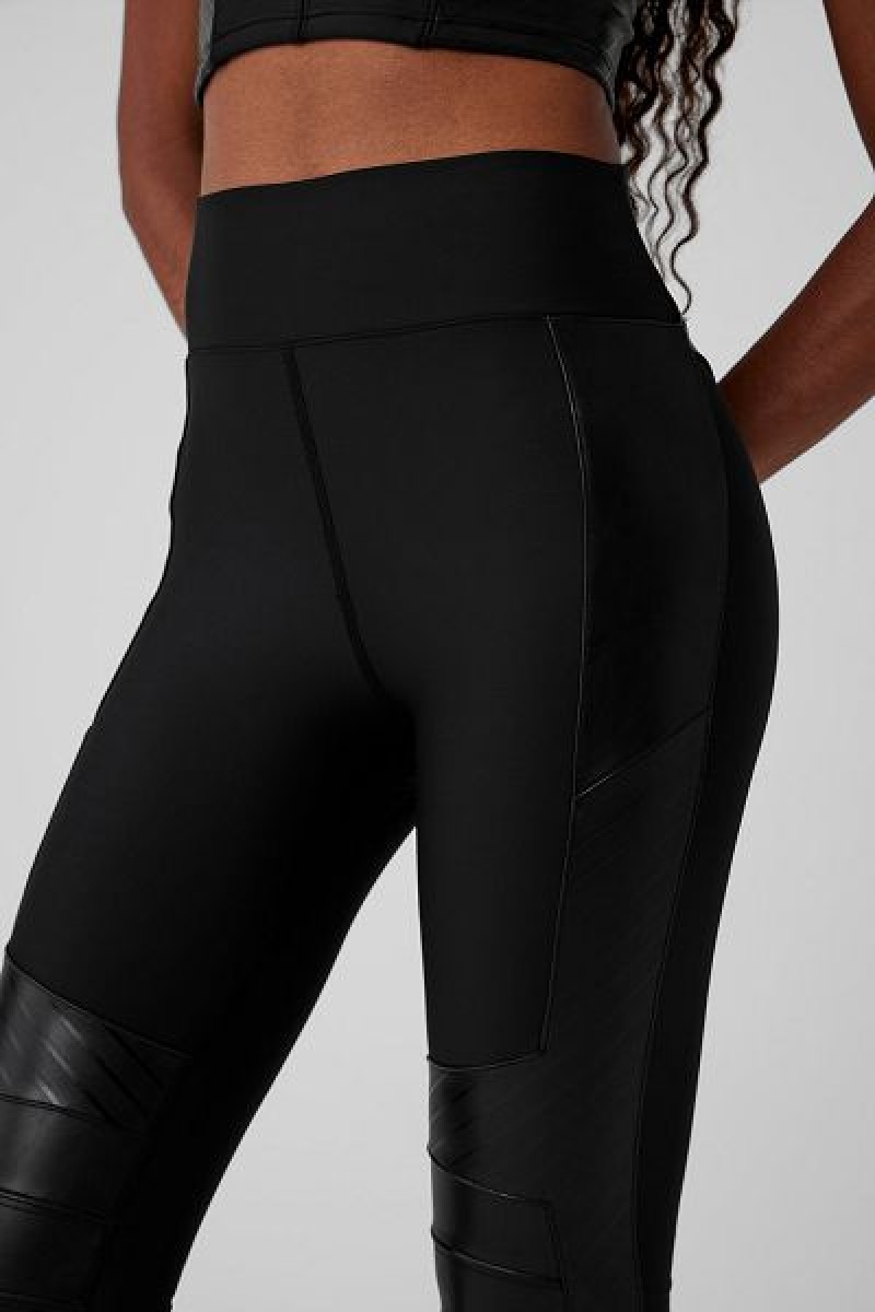 Leggings Alo Yoga Airlift Inverno Warm High-Cintura Supermoto Feminino Pretas | 7216-JMXAL