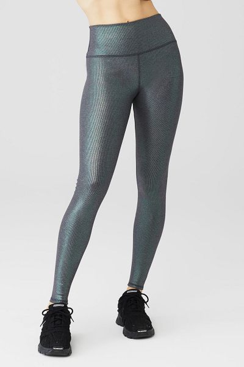 Leggings Alo Yoga Alosoft Com Nervuras High-Cintura Shimmer Feminino Cinzentas Escuro | 6219-LUCTV