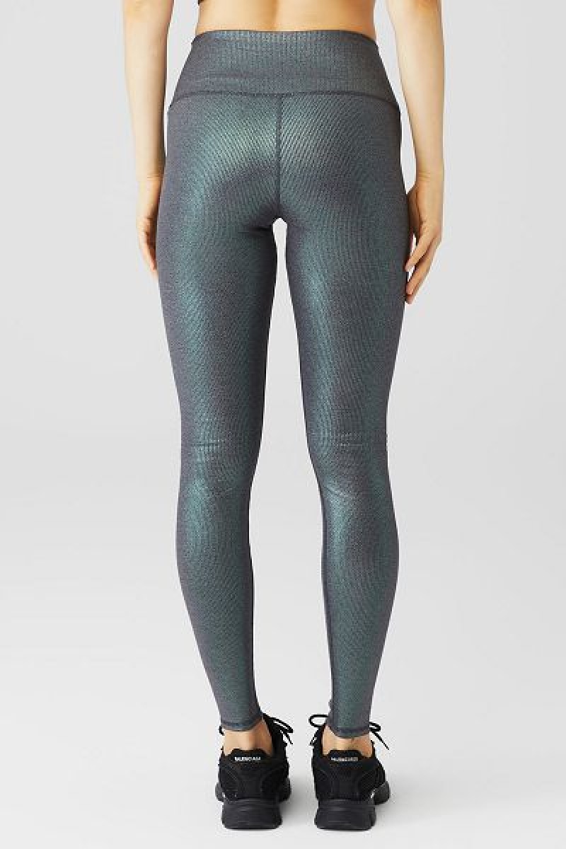 Leggings Alo Yoga Alosoft Com Nervuras High-Cintura Shimmer Feminino Cinzentas Escuro | 6219-LUCTV