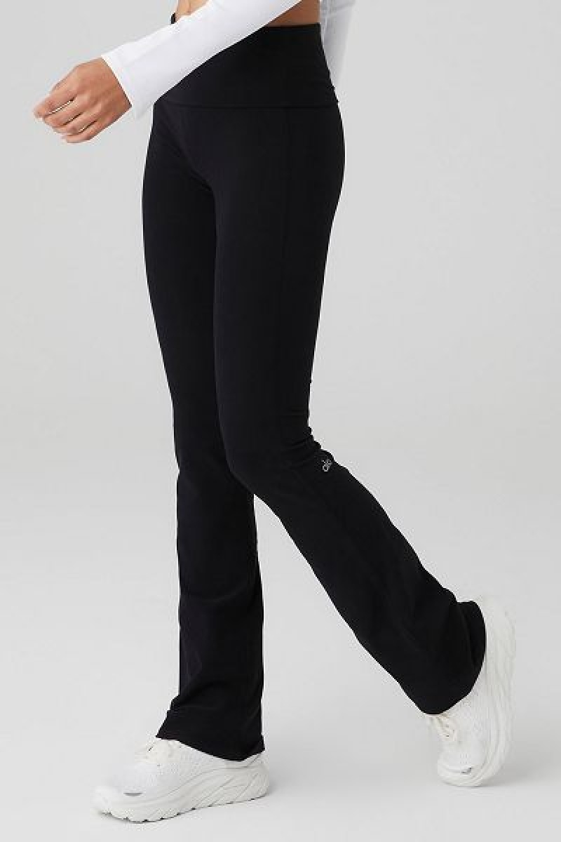 Leggings Alo Yoga Alosoft Foldover Bootcut Feminino Pretas | 3567-LUPWV