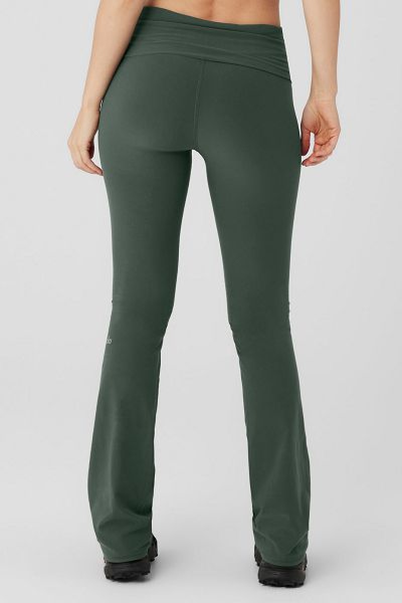 Leggings Alo Yoga Alosoft Foldover Bootcut Feminino Verdes Escuro | 6701-NOFKT