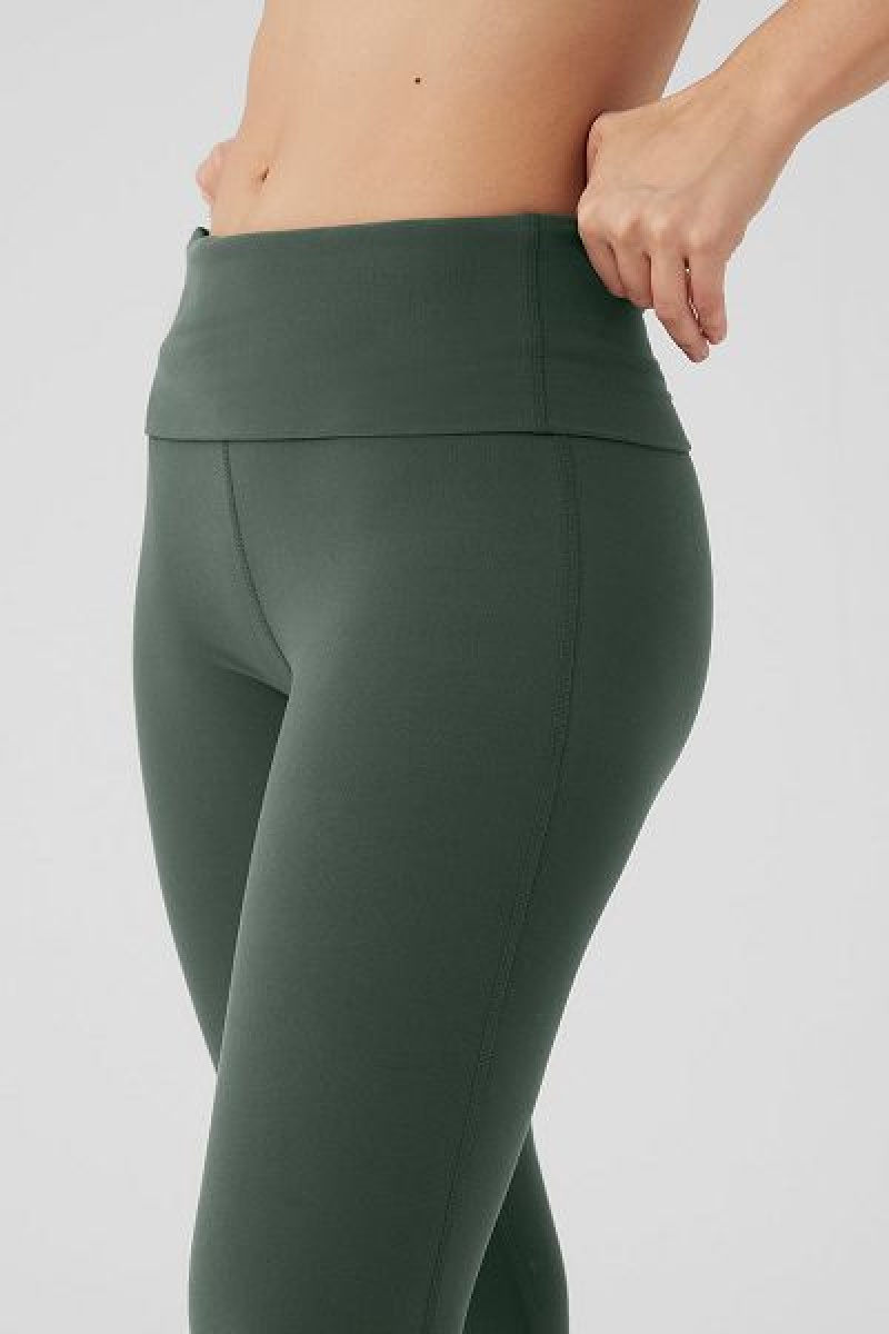 Leggings Alo Yoga Alosoft Foldover Bootcut Feminino Verdes Escuro | 6701-NOFKT