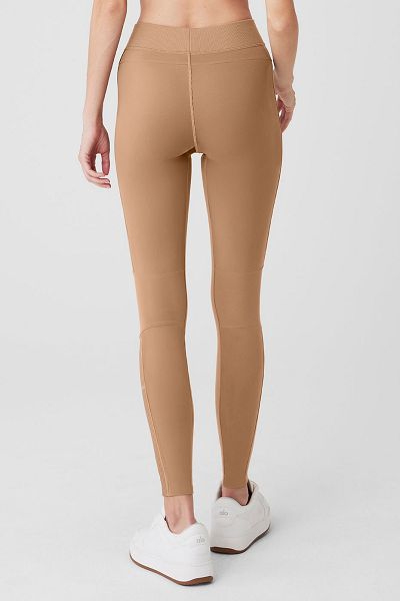 Leggings Alo Yoga Alosoft High-Cintura Head Start Feminino Caqui | 3572-AQNVC