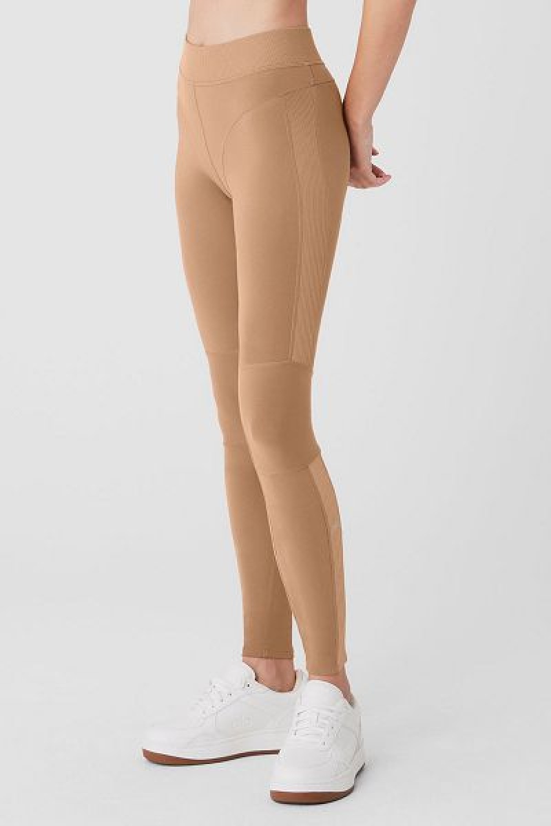 Leggings Alo Yoga Alosoft High-Cintura Head Start Feminino Caqui | 3572-AQNVC