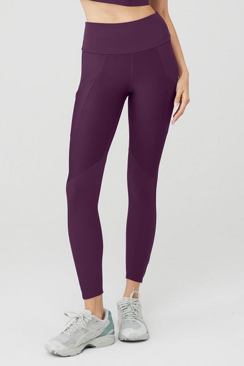 Leggings Alo Yoga Com Nervuras Airlift High-Cintura 7/8 Enchanted Feminino Roxo Escuro | 6285-LUPAQ