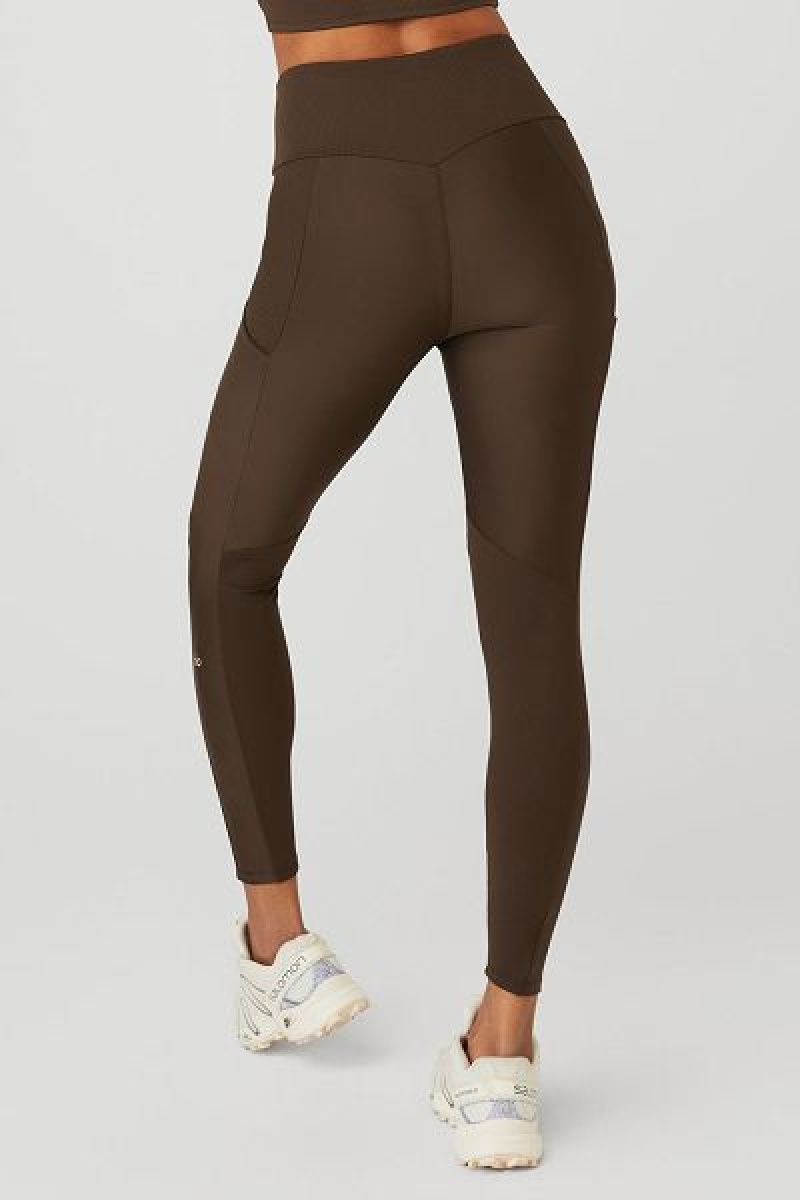 Leggings Alo Yoga Com Nervuras Airlift High-Cintura 7/8 Enchanted Feminino Marrom | 1586-SMWZE