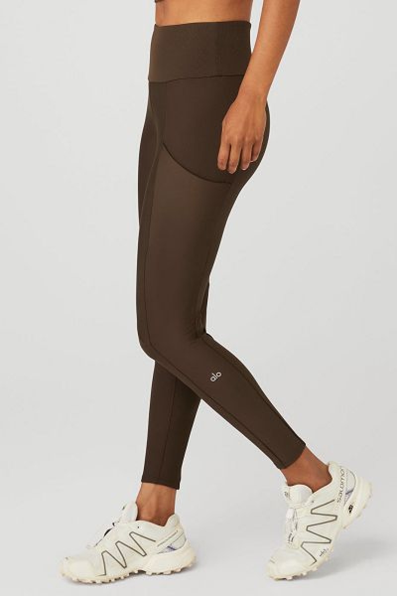 Leggings Alo Yoga Com Nervuras Airlift High-Cintura 7/8 Enchanted Feminino Marrom | 1586-SMWZE