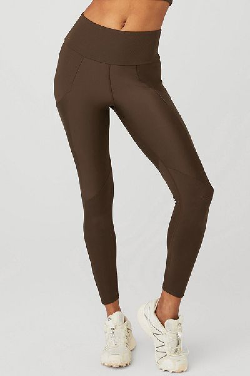 Leggings Alo Yoga Com Nervuras Airlift High-Cintura 7/8 Enchanted Feminino Marrom | 1586-SMWZE