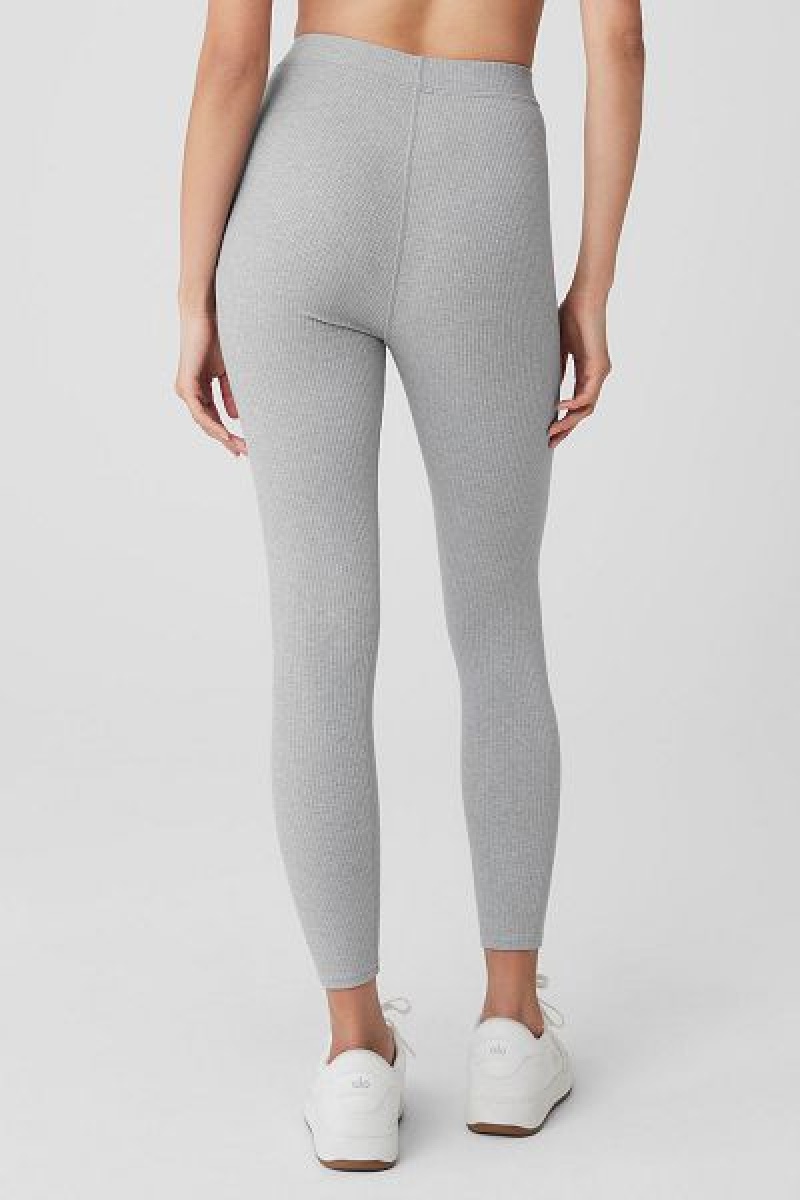 Leggings Alo Yoga Com Nervuras High-Cintura 7/8 Blissful Feminino Cinzentas | 8930-TQDGX