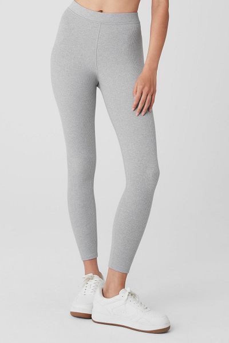 Leggings Alo Yoga Com Nervuras High-Cintura 7/8 Blissful Feminino Cinzentas | 8930-TQDGX