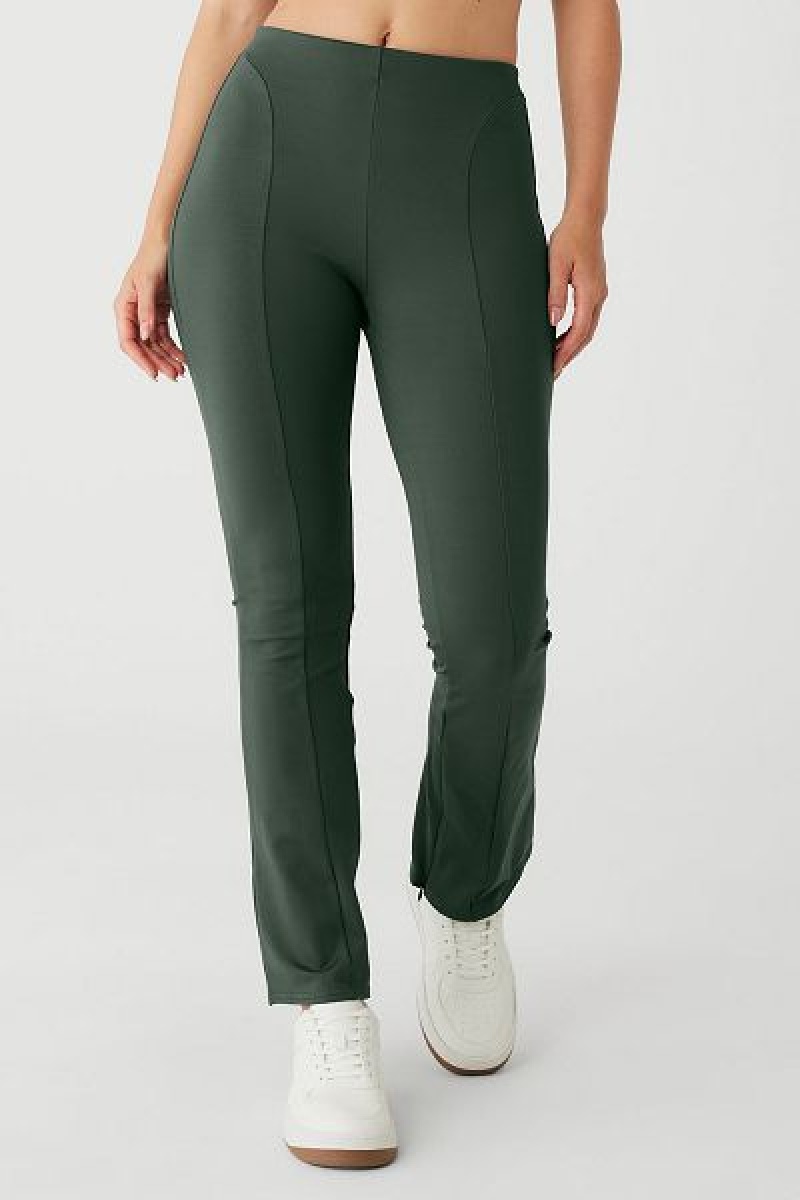 Leggings Alo Yoga High-Cintura 7/8 Zip It Flare Feminino Verdes Escuro | 5932-WOHDR