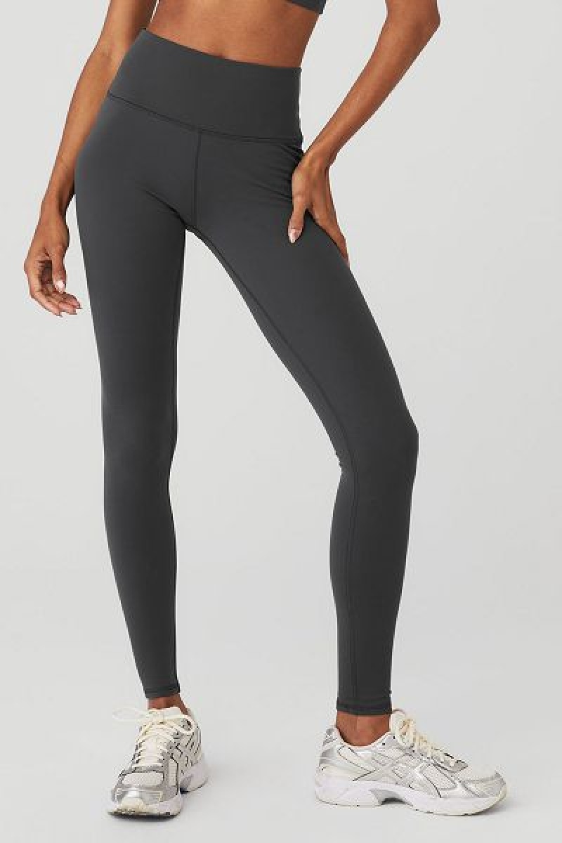 Leggings Alo Yoga High-Cintura Airbrush Feminino Cinzentas Escuro | 8926-RBAPG