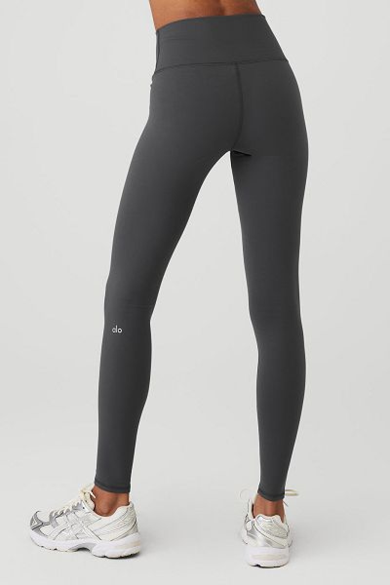 Leggings Alo Yoga High-Cintura Airbrush Feminino Cinzentas Escuro | 8926-RBAPG