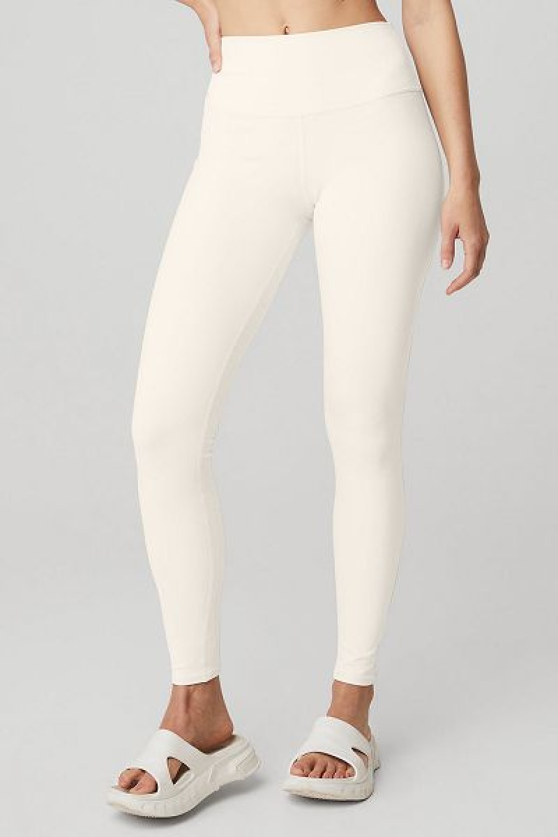 Leggings Alo Yoga High-Cintura Airbrush Feminino Branco | 1485-QDOKJ