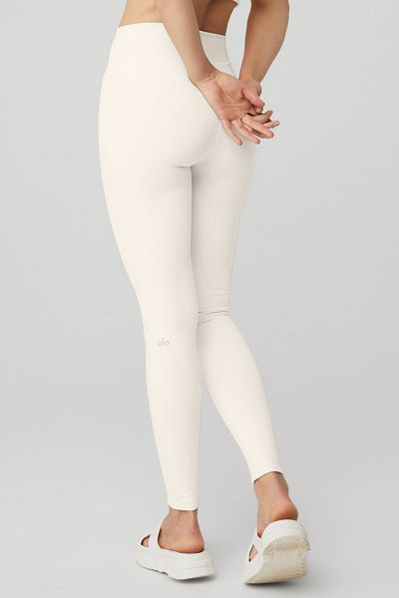 Leggings Alo Yoga High-Cintura Airbrush Feminino Branco | 1485-QDOKJ