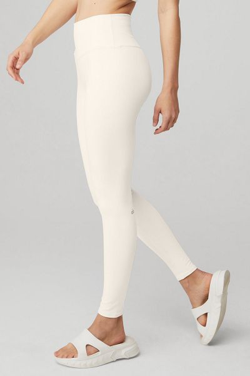 Leggings Alo Yoga High-Cintura Airbrush Feminino Branco | 1485-QDOKJ