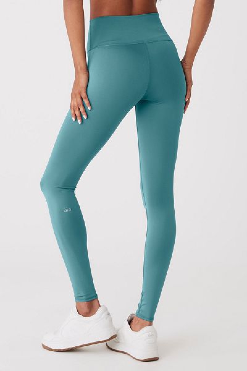 Leggings Alo Yoga High-Cintura Airlift Feminino Turquesa | 6195-OMLUZ