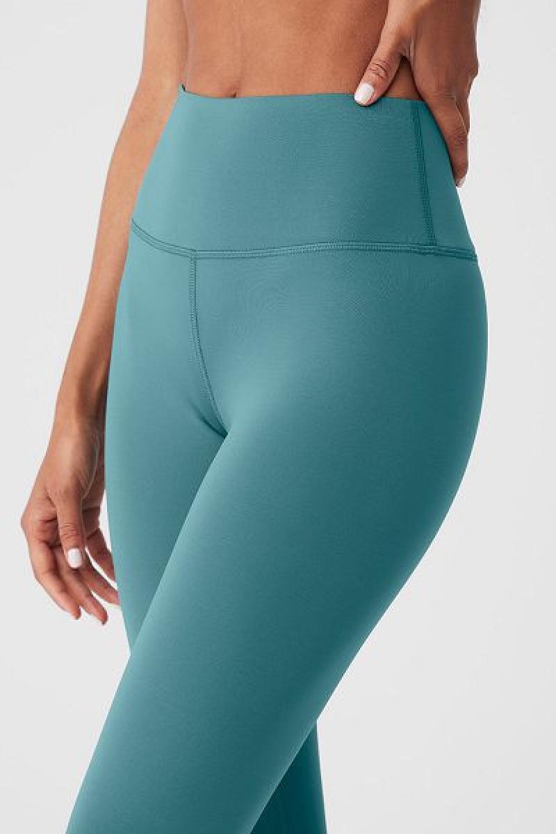 Leggings Alo Yoga High-Cintura Airlift Feminino Turquesa | 6195-OMLUZ