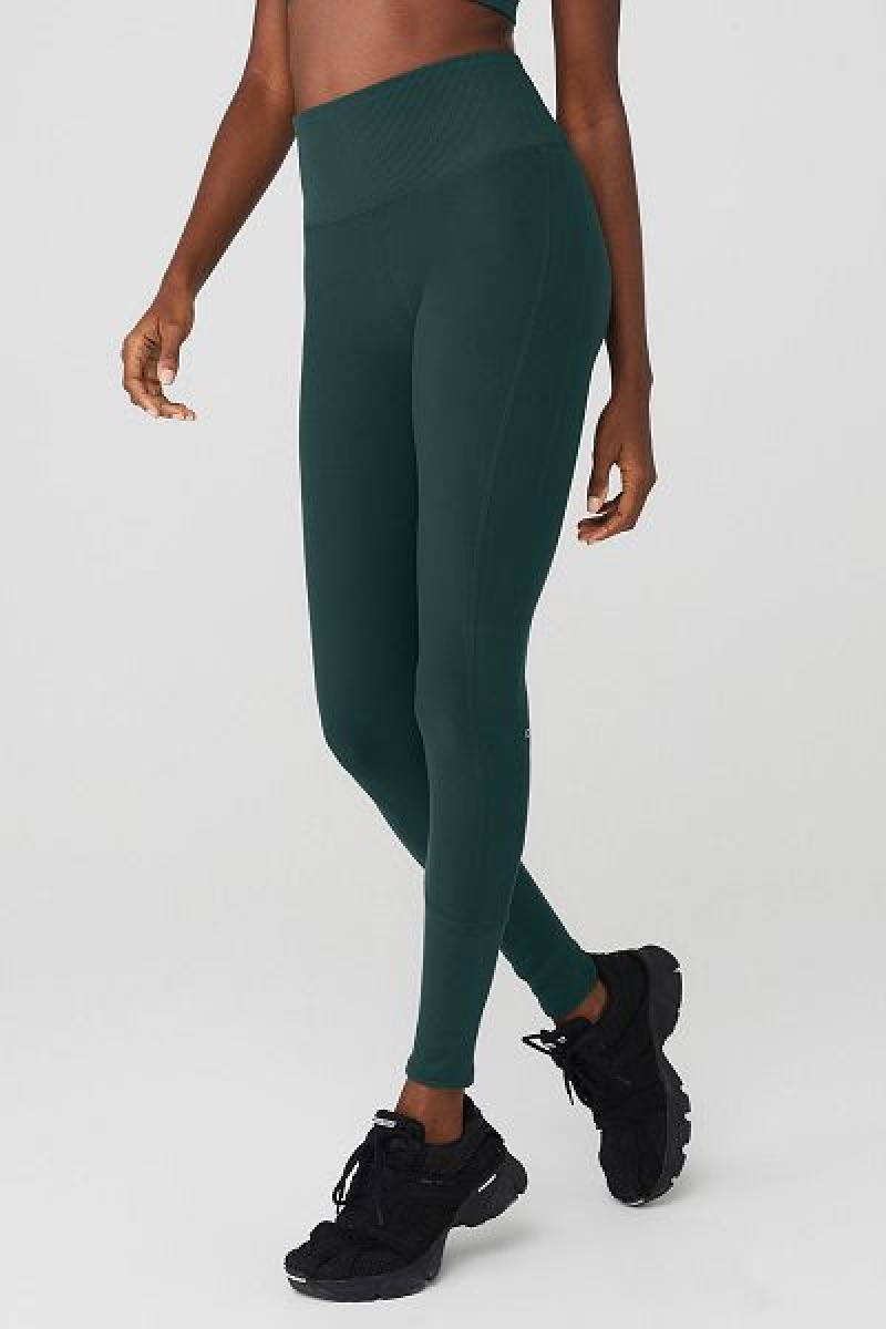 Leggings Alo Yoga High-Cintura Alosoft Lounge Feminino Verdes | 4793-MCLFI