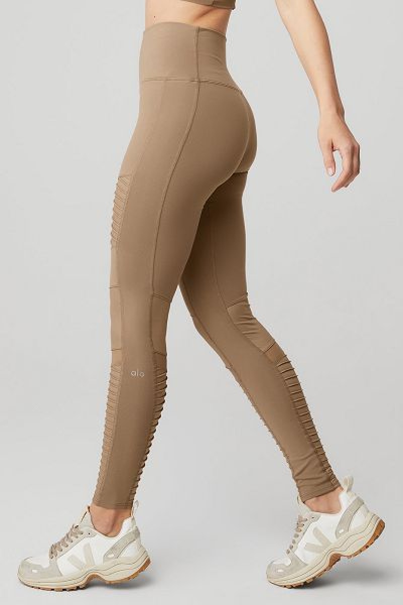 Leggings Alo Yoga High-Cintura Moto Feminino Verde Oliva | 0724-UJGFO