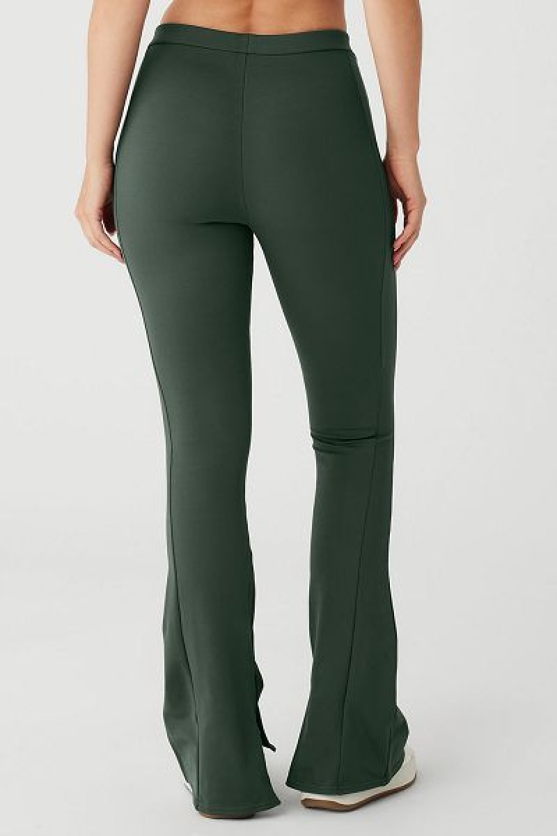 Leggings Alo Yoga High-Cintura Zip It Flare Feminino Verdes Escuro | 1435-XOGKH