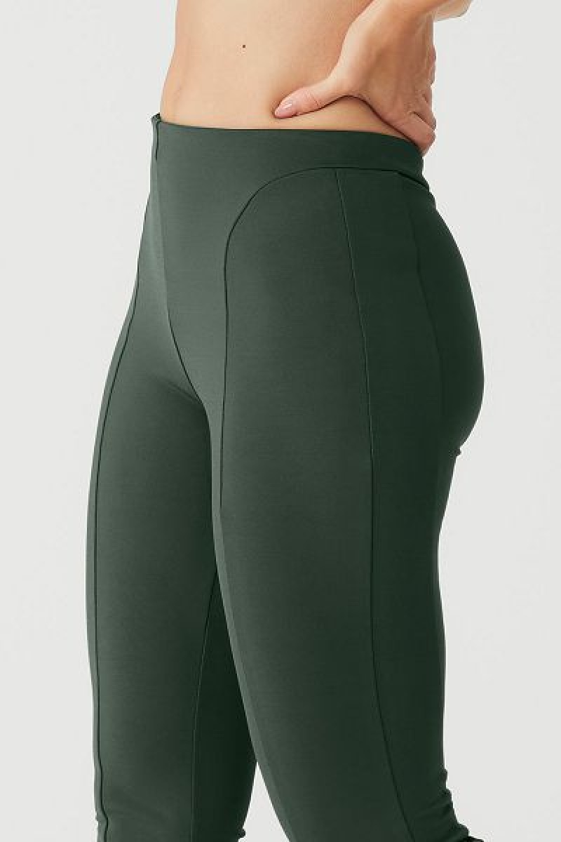 Leggings Alo Yoga High-Cintura Zip It Flare Feminino Verdes Escuro | 1435-XOGKH