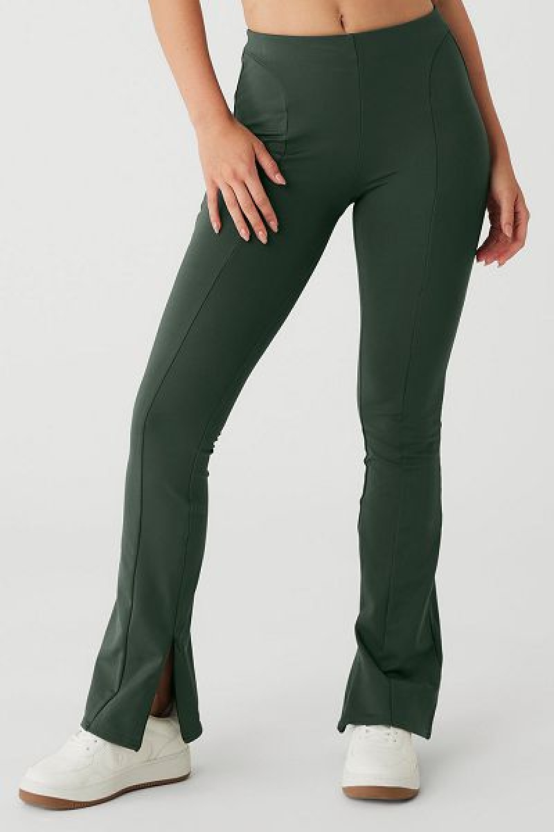 Leggings Alo Yoga High-Cintura Zip It Flare Feminino Verdes Escuro | 1435-XOGKH