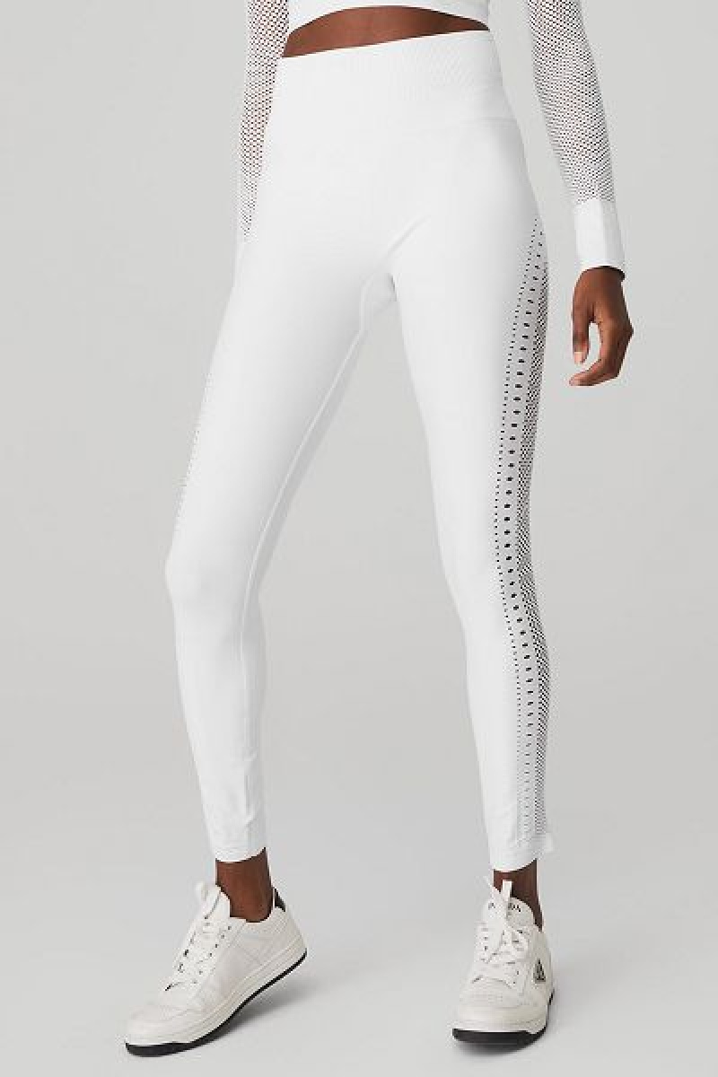 Leggings Alo Yoga Seamless High-Cintura 7/8 Open Air Feminino Branco | 5230-YBPNA