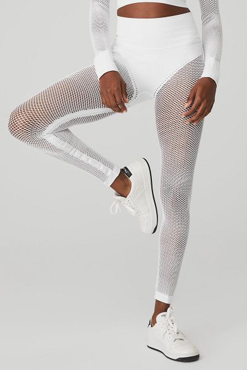 Leggings Alo Yoga Seamless High-Cintura 7/8 Limitless Open Air Feminino Branco | 7046-KDMIC