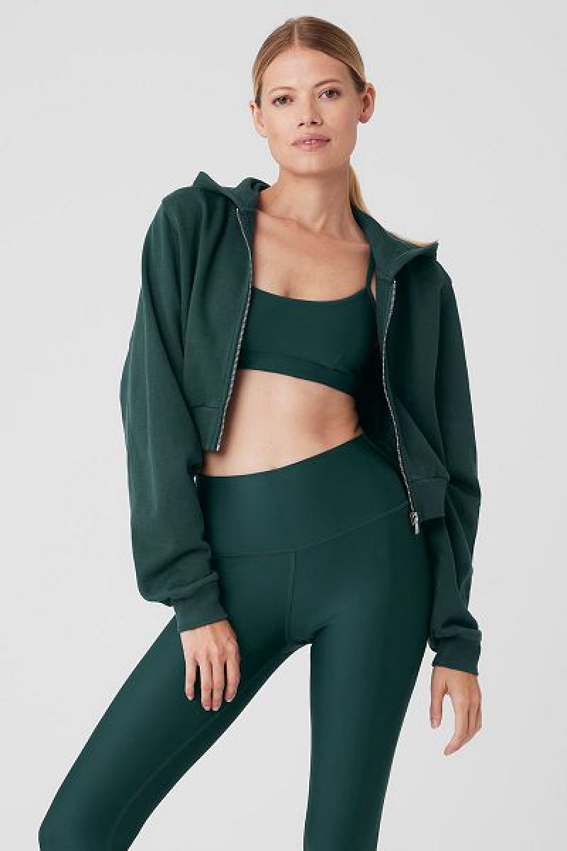 Moletom com Capuz Alo Yoga Breakaway Zip Up Feminino Verdes | 3574-BGORS