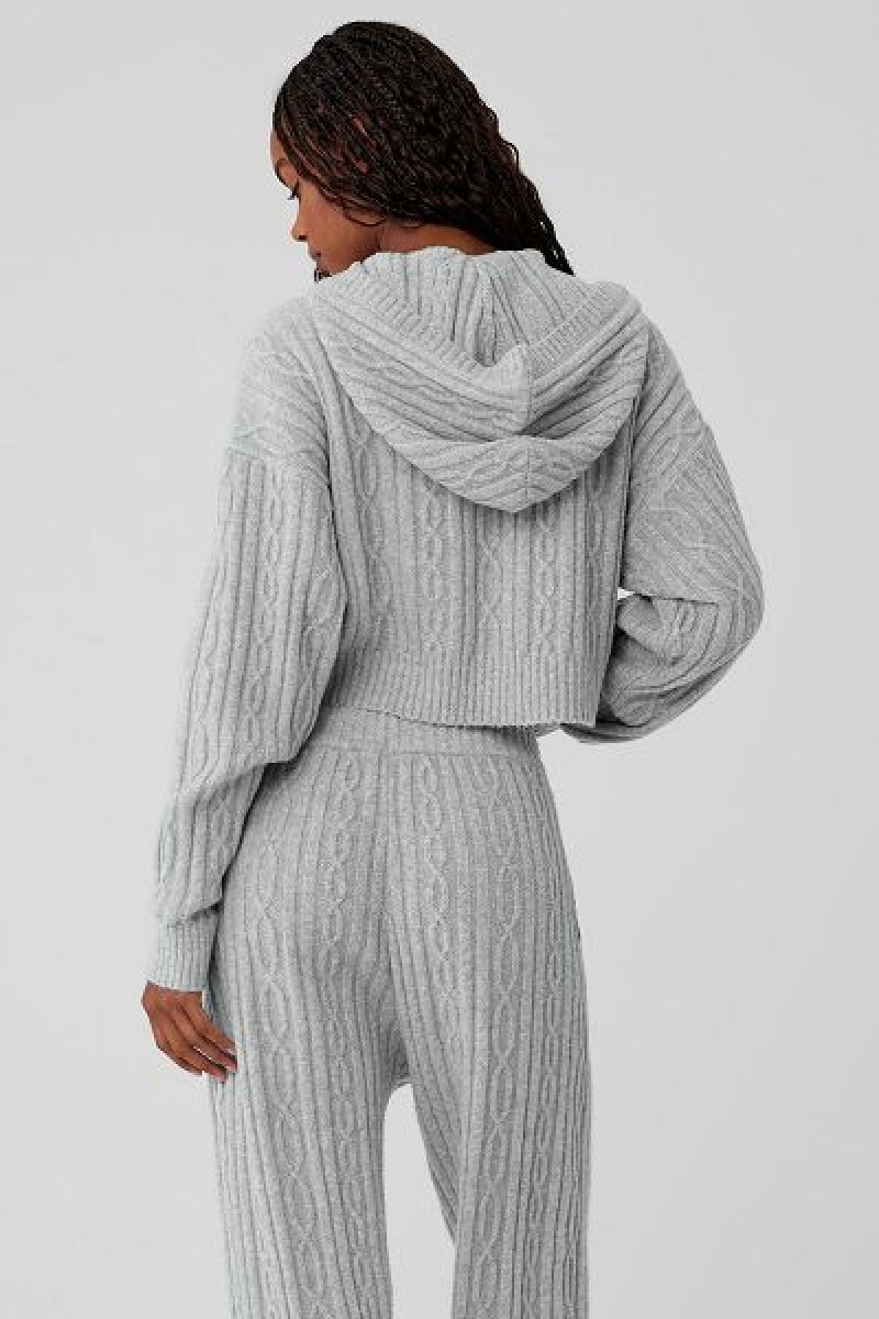 Moletom com Capuz Alo Yoga Cable Knit Inverno Bliss Feminino Cinzentas | 9187-ORYNL