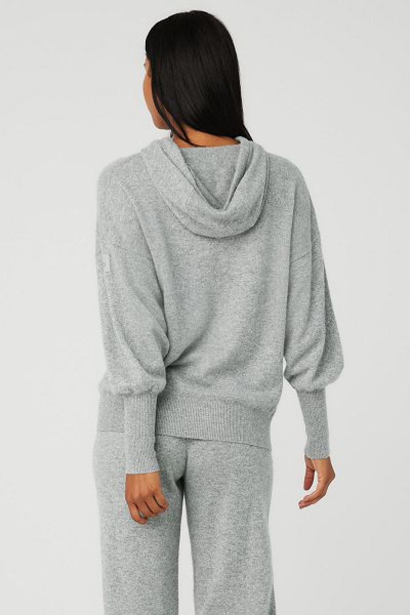 Moletom com Capuz Alo Yoga Cashmere Jet Set Feminino Cinzentas | 5382-KAZJT