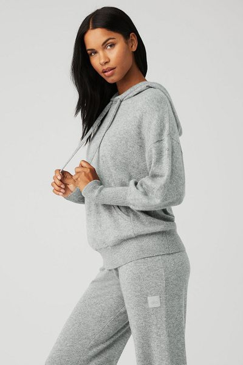 Moletom com Capuz Alo Yoga Cashmere Jet Set Feminino Cinzentas | 5382-KAZJT