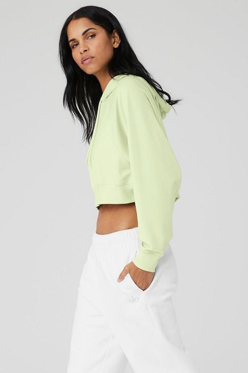 Moletom com Capuz Alo Yoga Cropped Double Take Feminino Verdes | 2471-XULCE