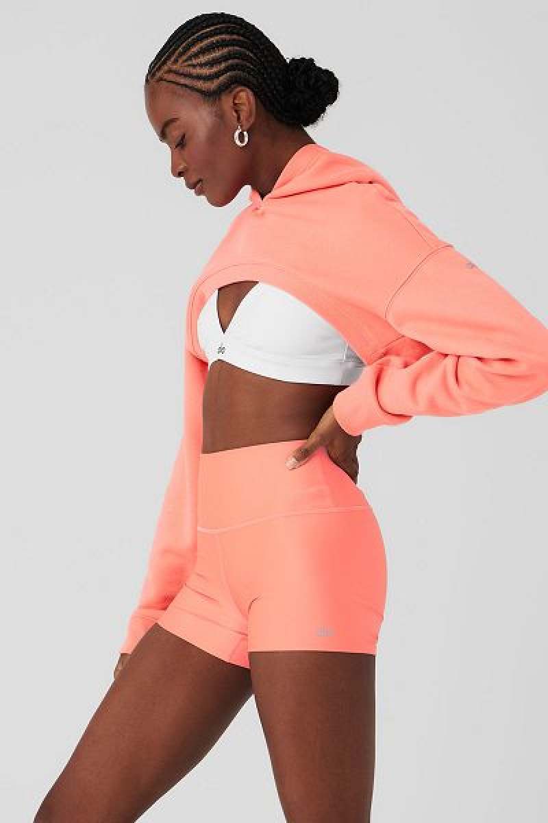 Moletom com Capuz Alo Yoga Cropped Shrug It Off Feminino Laranja | 2167-KYRBT