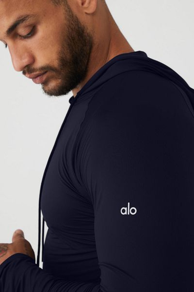 Moletom com Capuz Alo Yoga Idol Encapuzado Runner Masculino Azul Marinho | 9403-PAICQ