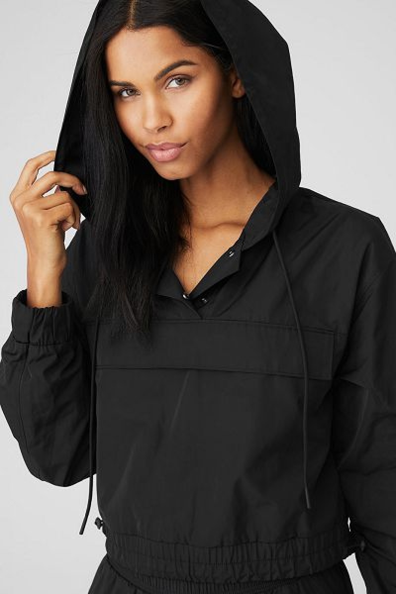 Moletom com Capuz Alo Yoga International Anorak Feminino Pretas | 0483-RXWLD