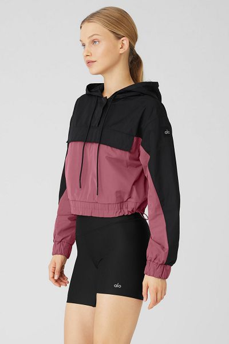 Moletom com Capuz Alo Yoga International Anorak Feminino Pretas Bordeaux | 0748-BSOJF