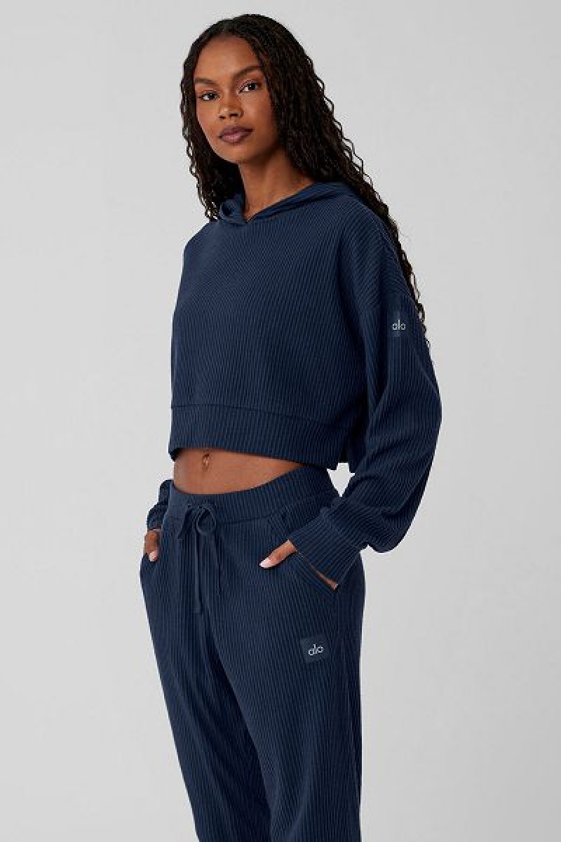 Moletom com Capuz Alo Yoga Muse Feminino Azul Marinho | 2691-EHSBL