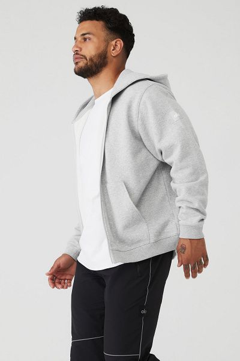 Moletom com Capuz Alo Yoga Renown Heavy Weight Full Zip Masculino Cinzentas | 7146-GMJSN