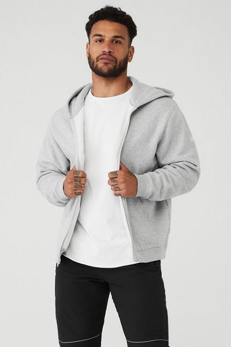 Moletom com Capuz Alo Yoga Renown Heavy Weight Full Zip Masculino Cinzentas | 7146-GMJSN