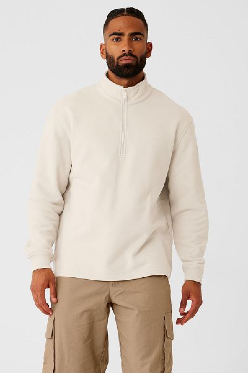 Moletom com Capuz Alo Yoga Renown Heavy Weight 1/4 Zip Masculino Bege | 8635-FADCX