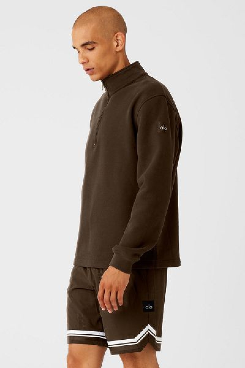 Moletom com Capuz Alo Yoga Renown Heavy Weight 1/4 Zip Masculino Marrom | 7563-VHRKW