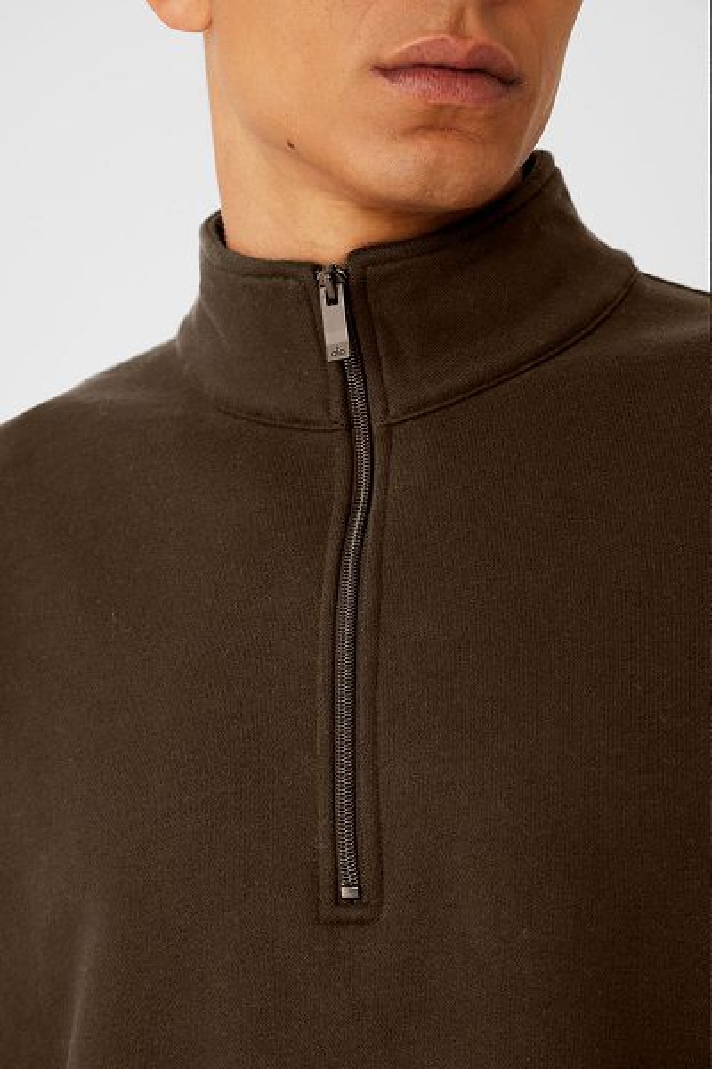 Moletom com Capuz Alo Yoga Renown Heavy Weight 1/4 Zip Masculino Marrom | 7563-VHRKW