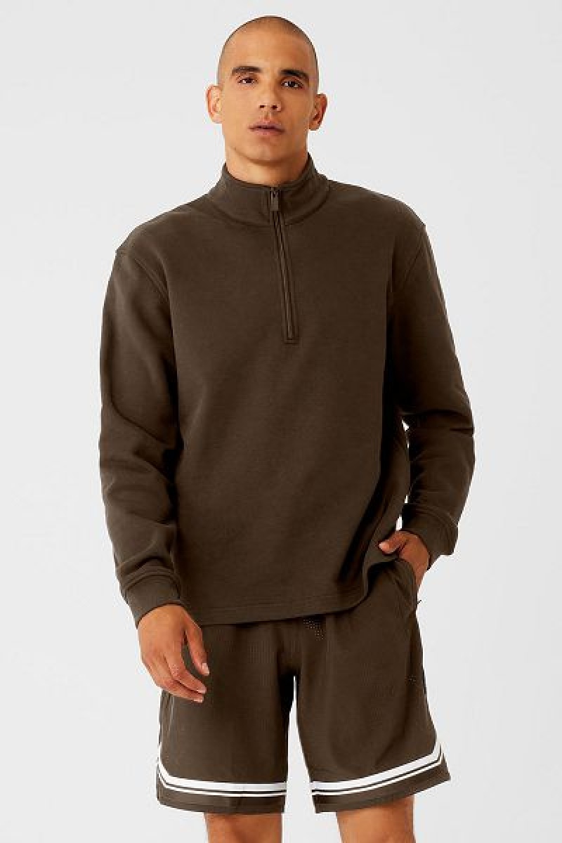 Moletom com Capuz Alo Yoga Renown Heavy Weight 1/4 Zip Masculino Marrom | 7563-VHRKW