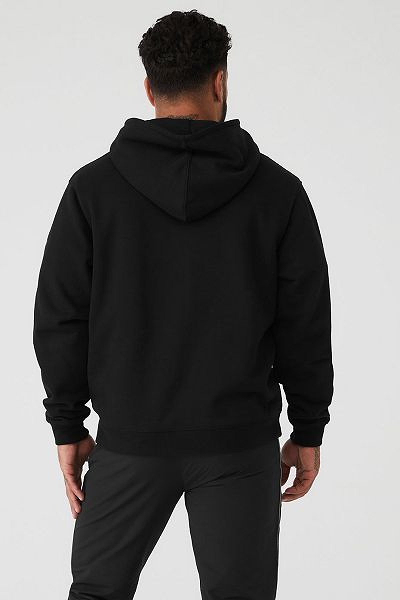 Moletom com Capuz Alo Yoga Renown Heavy Weight Full Zip Masculino Pretas | 5610-PGJDZ